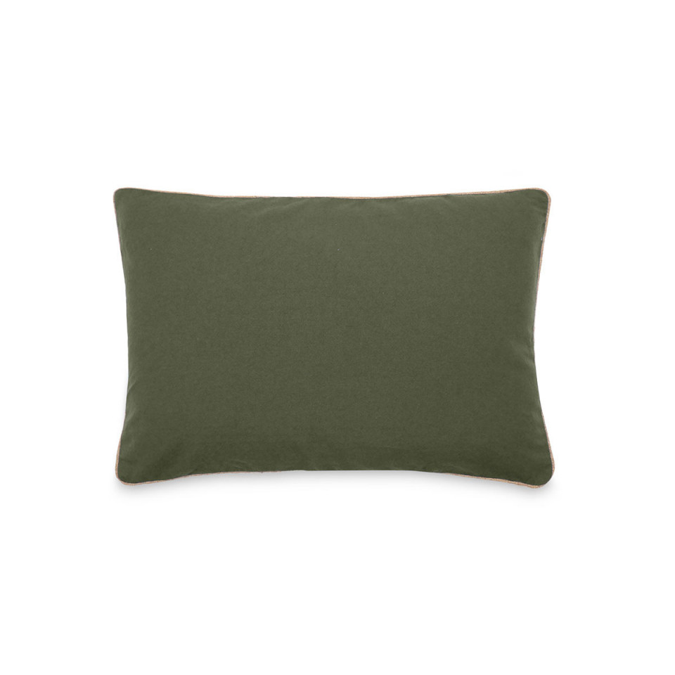 Housse de Coussin Coton Lavé Bord Passepoil Jute Hono  