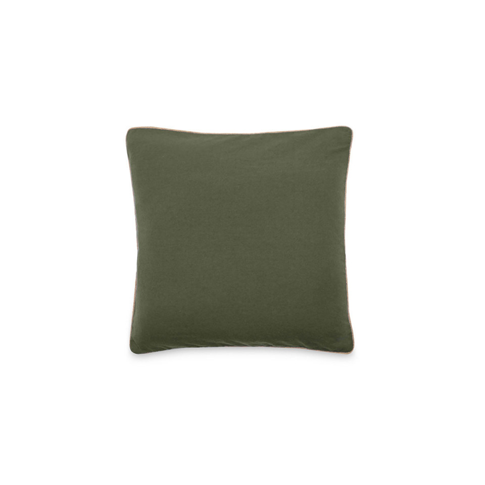 Housse de Coussin Coton Lavé Bord Passepoil Jute Hono  