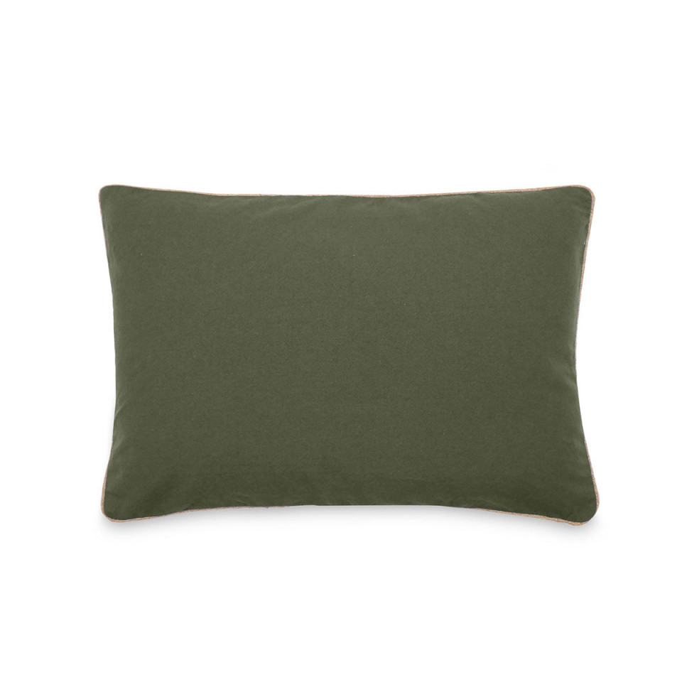 Housse de Coussin Coton Lavé Bord Passepoil Jute Hono  