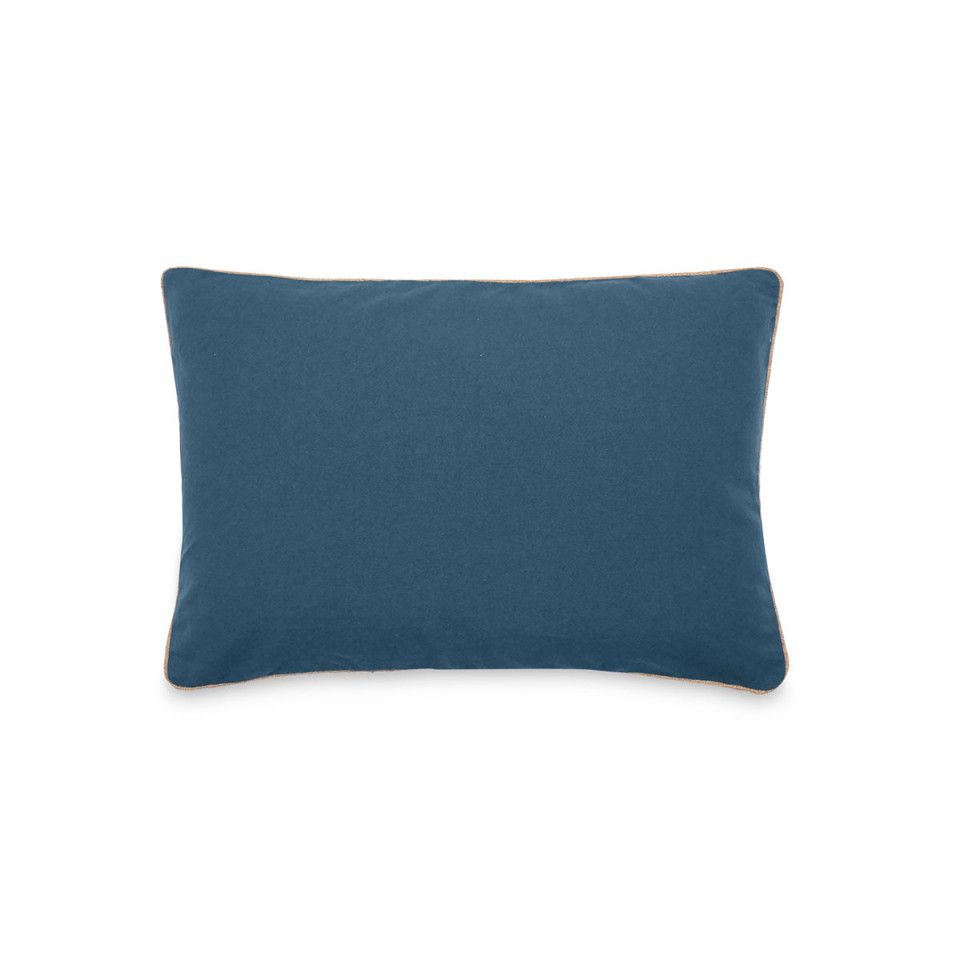Housse de Coussin Coton Lavé Bord Passepoil Jute Hono  
