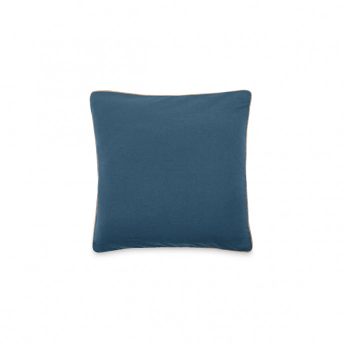 Housse de Coussin Coton Lavé Bord Passepoil Jute Hono