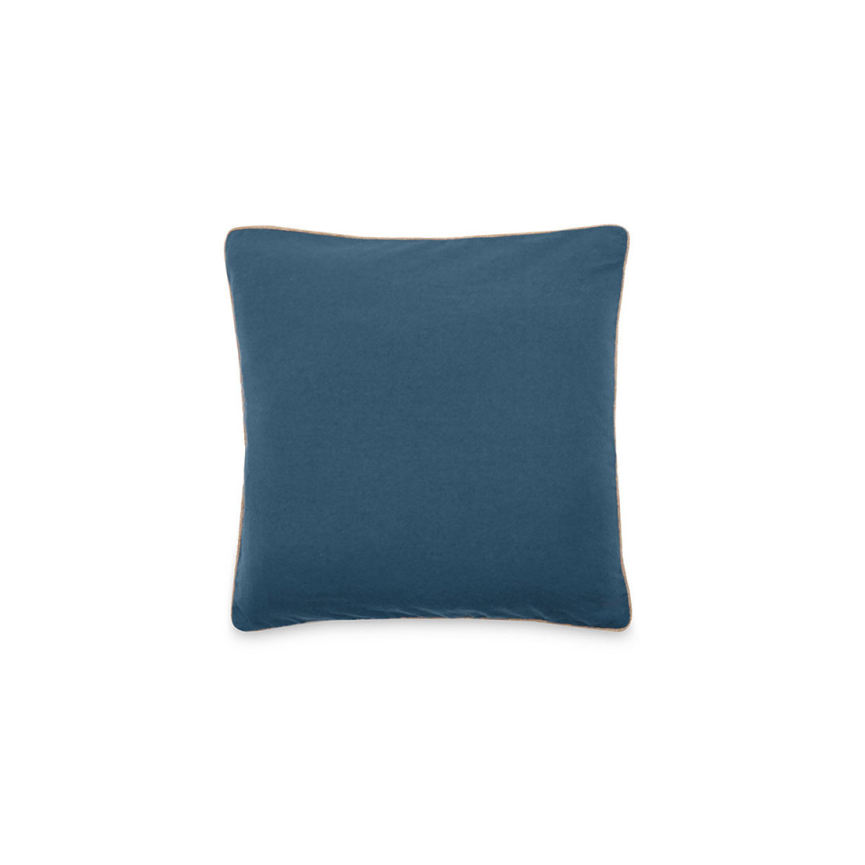 Housse de Coussin Coton Lavé Bord Passepoil Jute Hono  