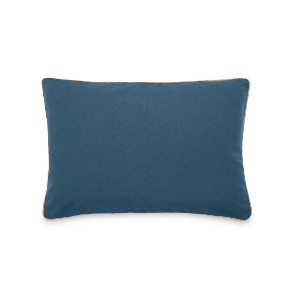 Housse de Coussin Coton Lavé Bord Passepoil Jute Hono  