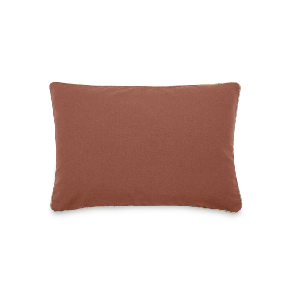 Housse de Coussin Coton Lavé Bord Passepoil Jute Hono  