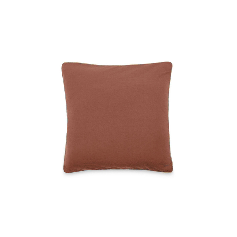 Housse de Coussin Coton Lavé Bord Passepoil Jute Hono  