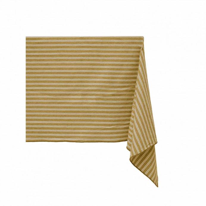 Nappe de Table en Coton Enduit Fines Rayures et Bord Surjet LILI