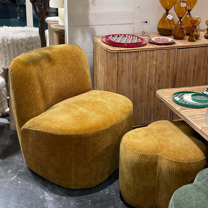 Pouf Velours AGAPA - Impression Lin