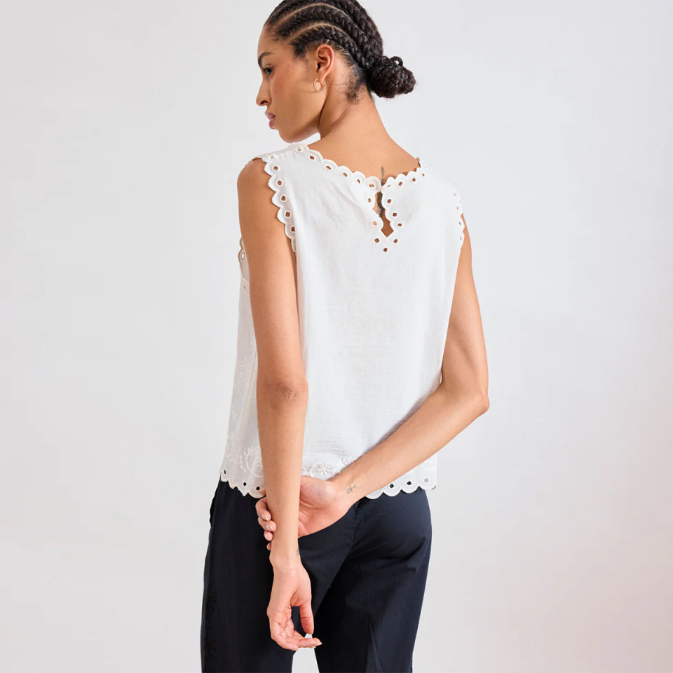 Top Sans Manche Broderie Anglaise HOLA ecru - Hartford