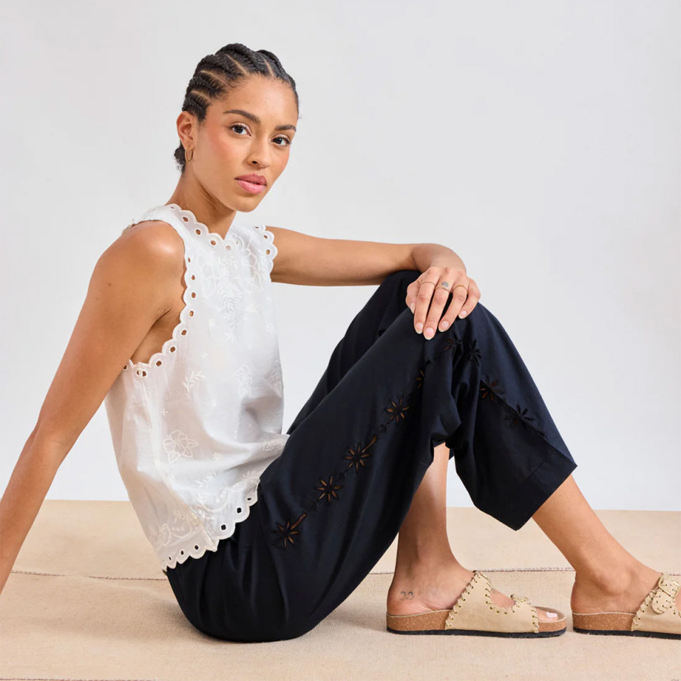 Pantalon Côté Dentelle Anglaise PALMA noir - Hartford