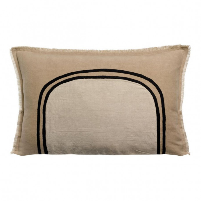 Coussin brodé bicolore Laly - Vivaraise | Impression Lin