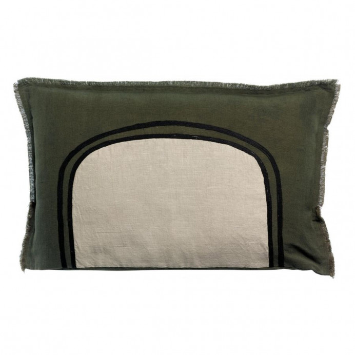 Coussin brodé bicolore Laly - Vivaraise | Impression Lin