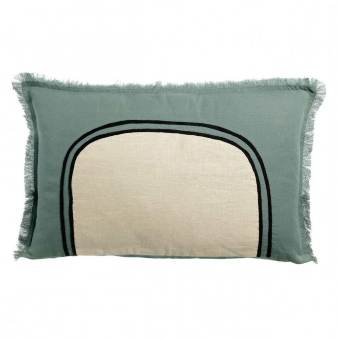 Coussin brodé bicolore Laly - Vivaraise | Impression Lin
