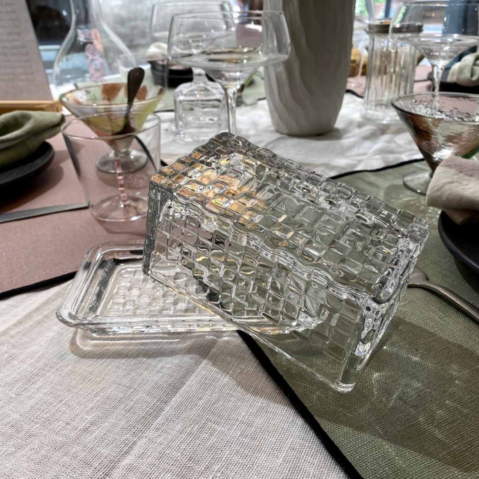 Beurrier en Verre Effet Damier 