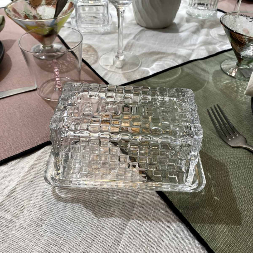 Beurrier en Verre Effet Damier 