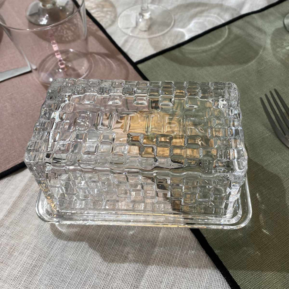 Beurrier en Verre Effet Damier 