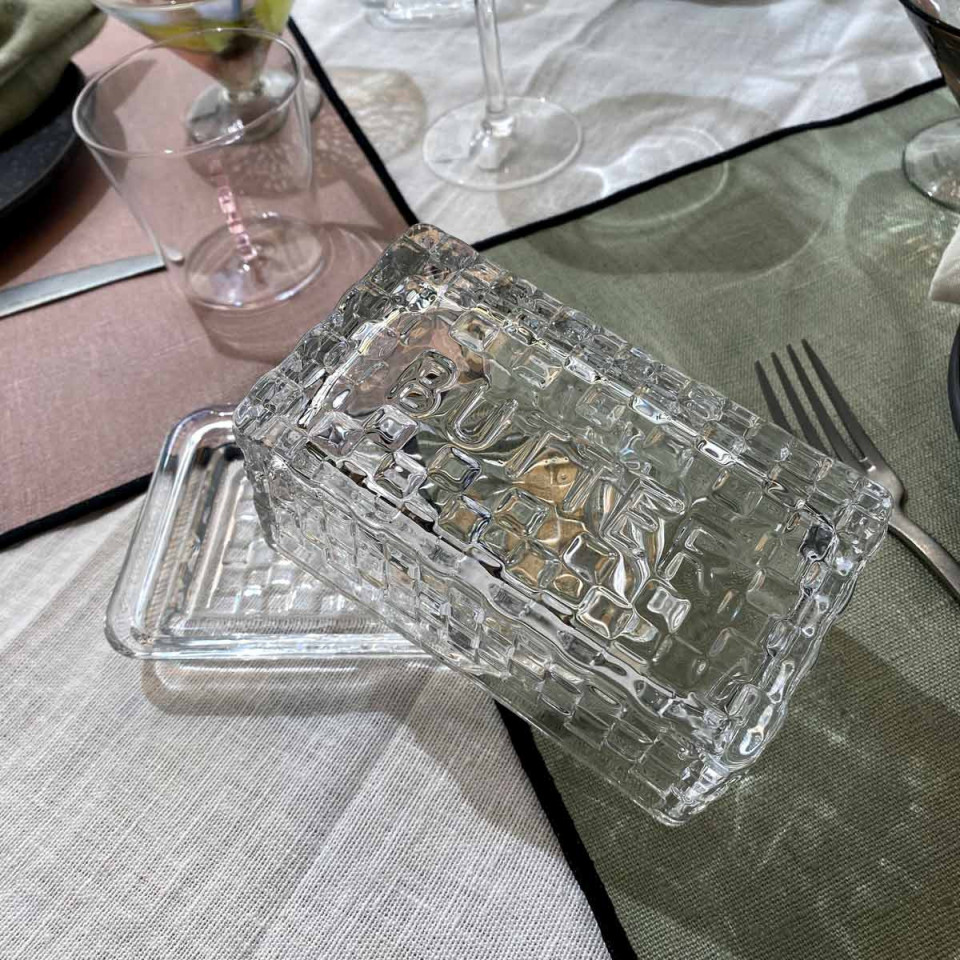 Beurrier en Verre Effet Damier 