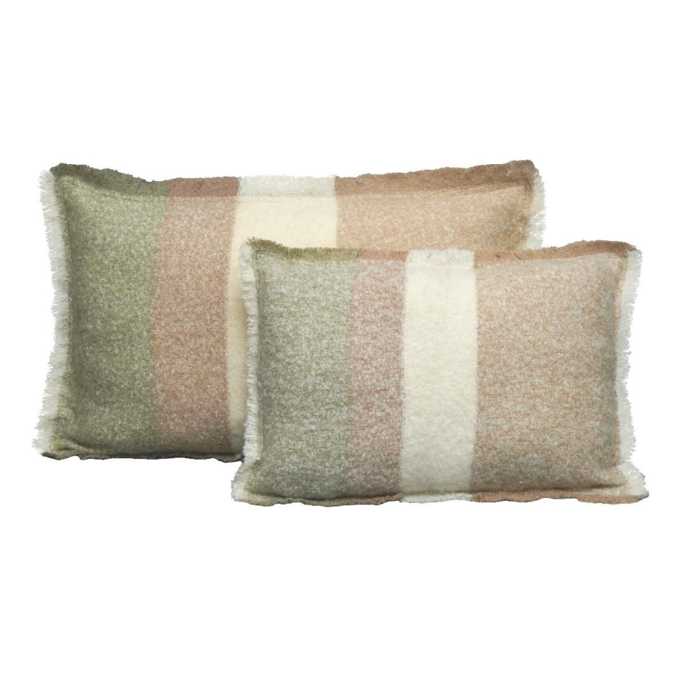 Housse de Coussin CALYPSO en Laine Rayé avec Franges  