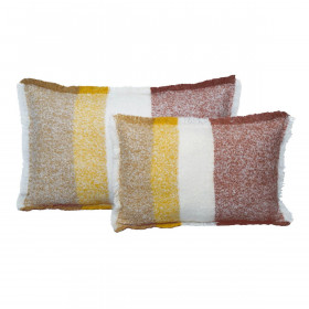 Housse de Coussin CALYPSO en Laine Rayé avec Franges  