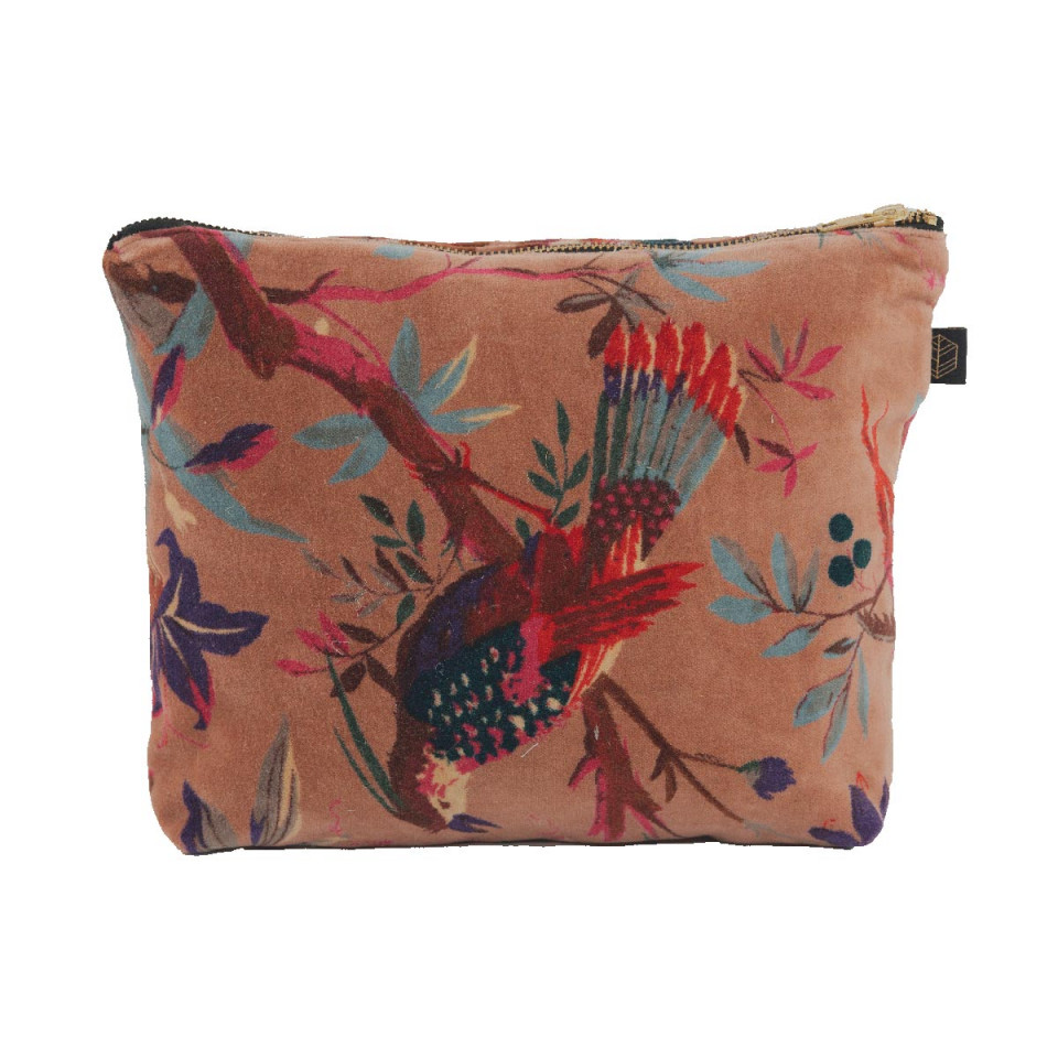 Trousse en Velours Imprimé Oiseaux BIRDY