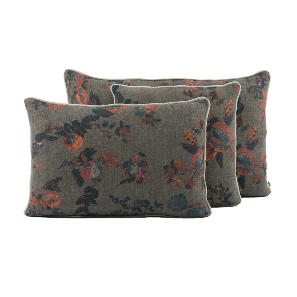 Housse de Coussin en lin Imprimé Fleurs OSLO