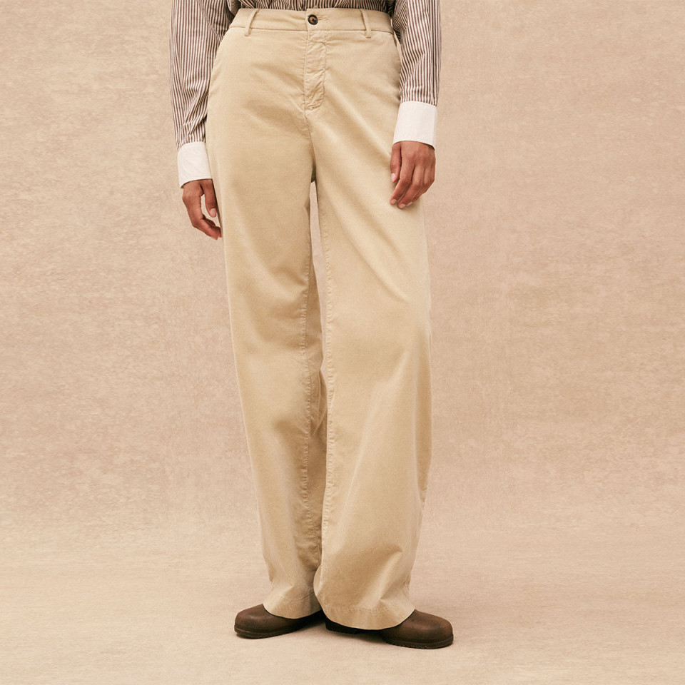 Pantalon Large Velours Lisse Pacifie dune Hod Paris