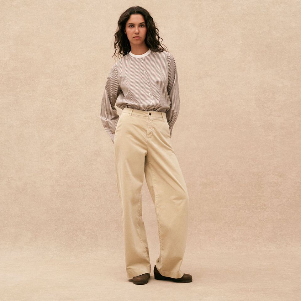Pantalon Large Velours Lisse Pacifie dune Hod Paris