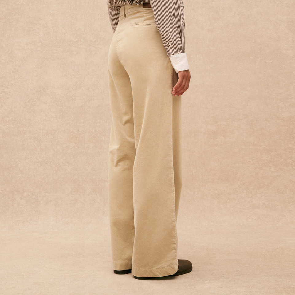 Pantalon Large Velours Lisse Pacifie dune Hod Paris