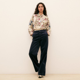 Pantalon Large Velours Lisse Pacifie navy Hod Paris