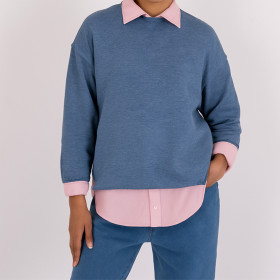 Sweat Court Col Rond Victoire Navy Hod Paris