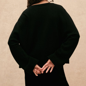 Pull en Laine Oversize Bord Franc Vanessa Black Hod Paris