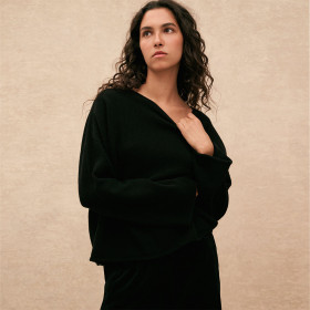 Pull en Laine Oversize Bord Franc Vanessa Black Hod Paris