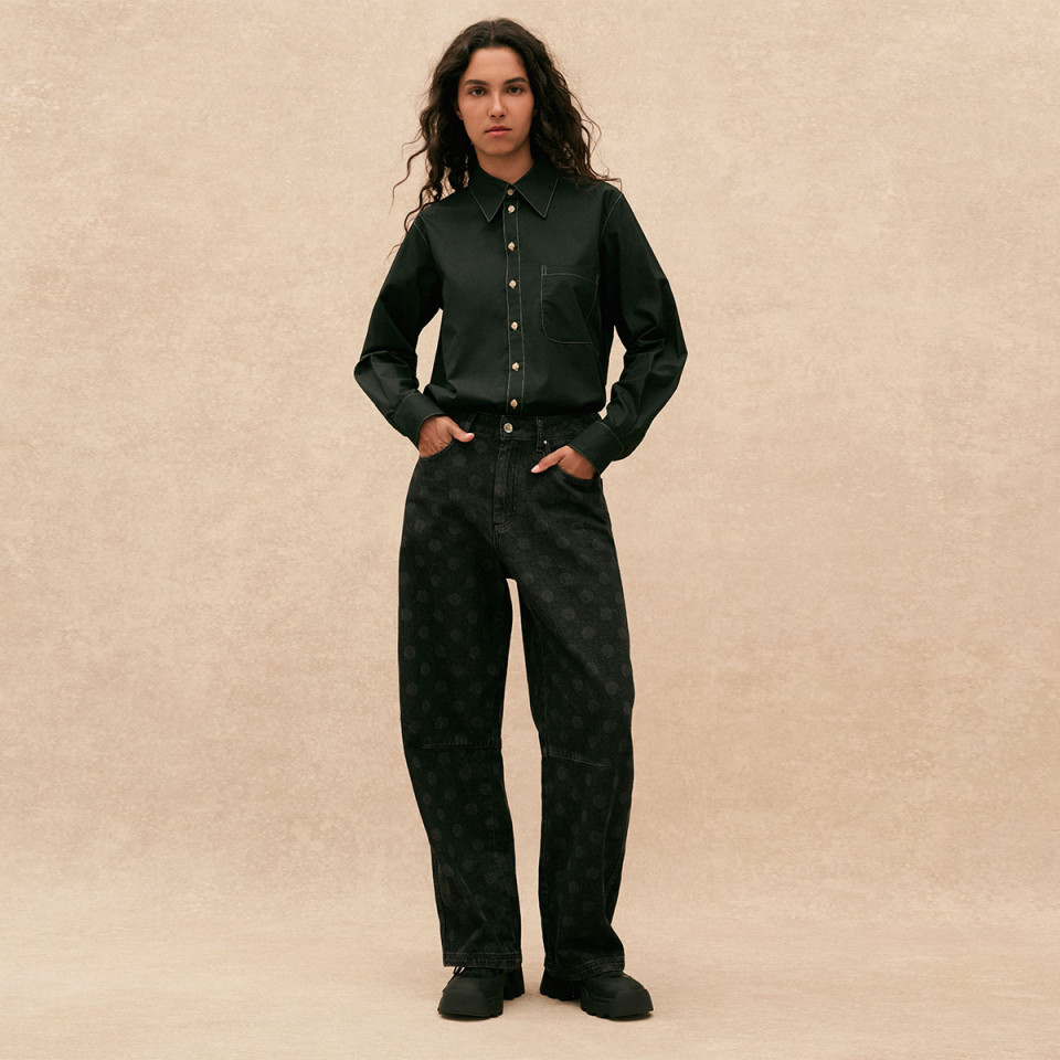 Pantalon Carotte Barrel black denim dot Hod PAris