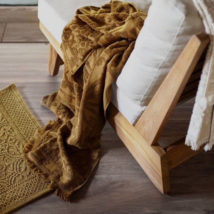 Serviette de Bain Éponge à Motifs Coton Lin UBUD