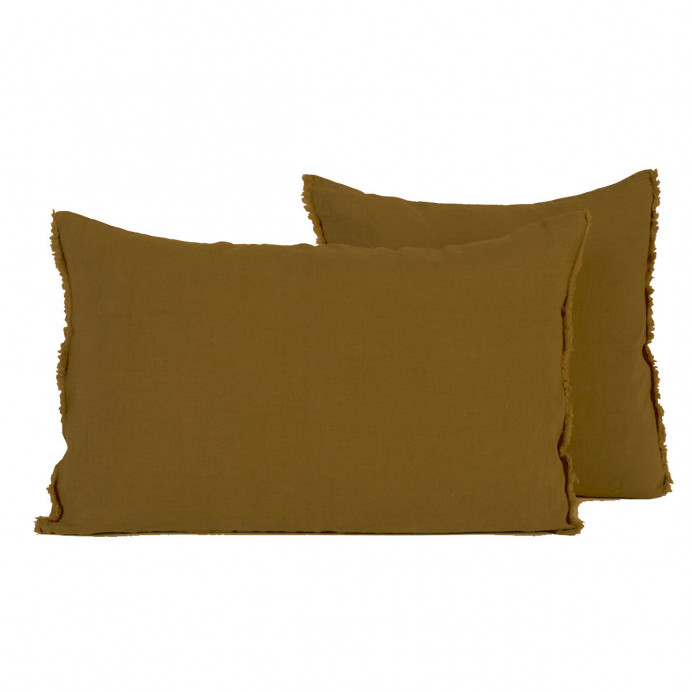 Housse de Coussin avec Franges en Lin Lavé et Coton LIMY