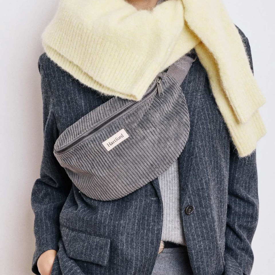 Banane en Velours Côtelé ETNA BAG Grey hartford