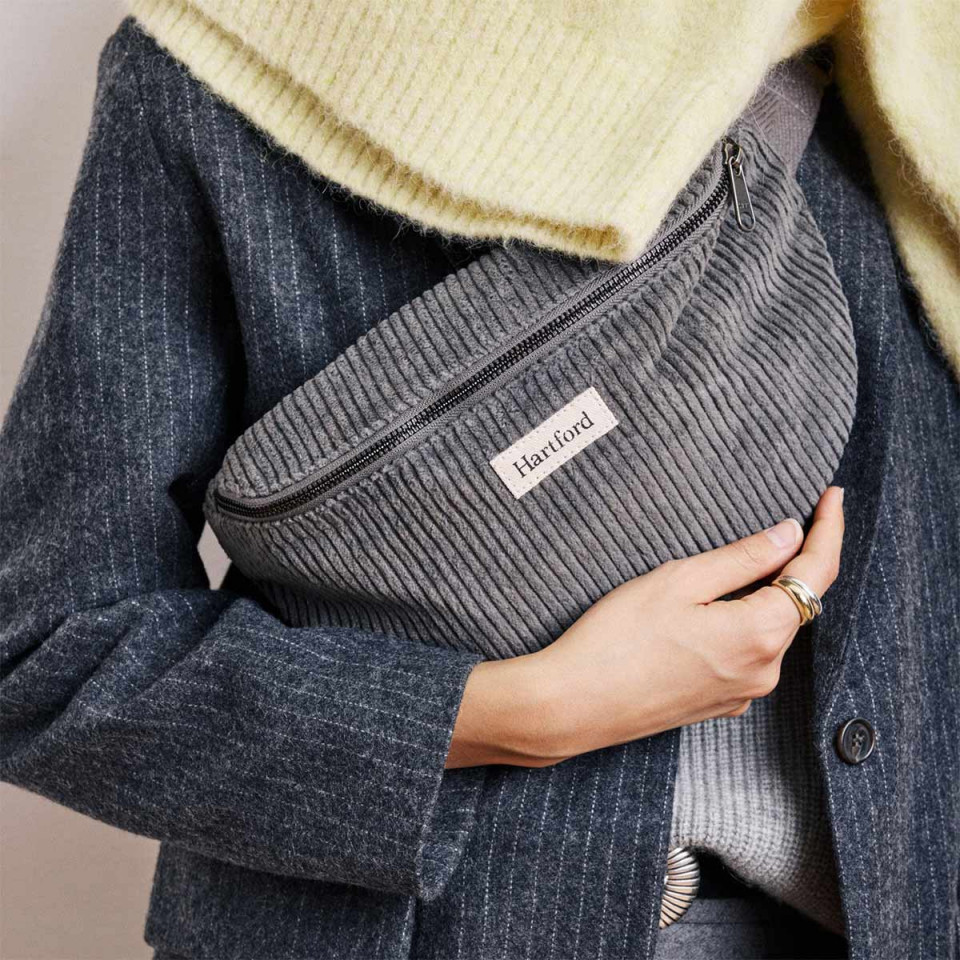 Banane en Velours Côtelé ETNA BAG Grey hartford