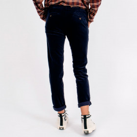 Pantalon Straight en Velours Ras Strauss Navy Hod paris
