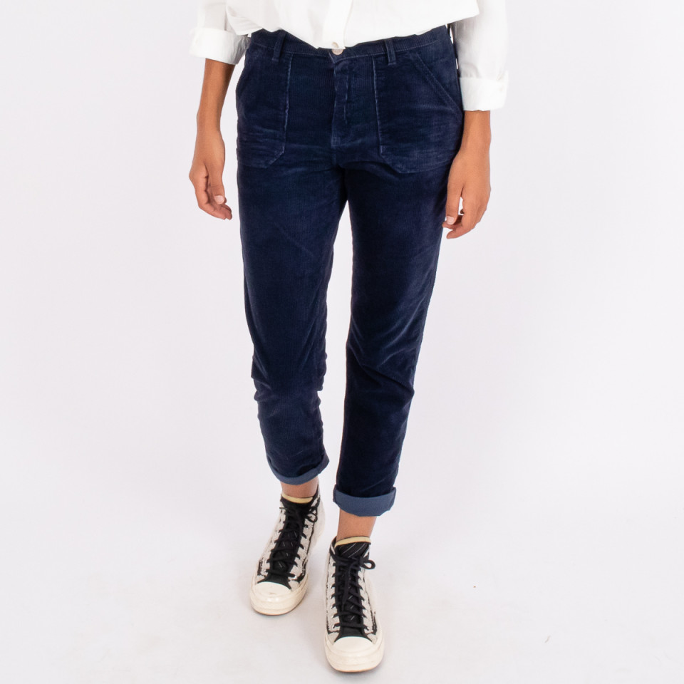 Pantalon Cargo Velours Tresor Navy Hod Paris