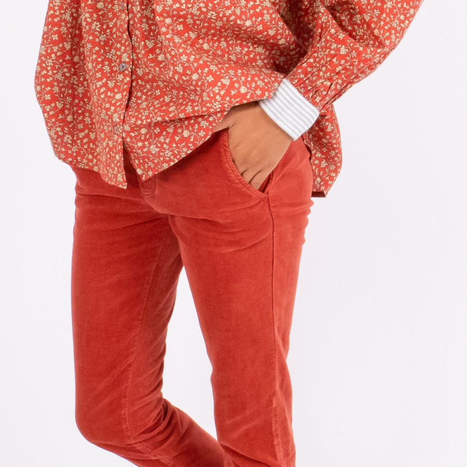 Pantalon Straight en Velours Ras Strauss Brick Hod paris