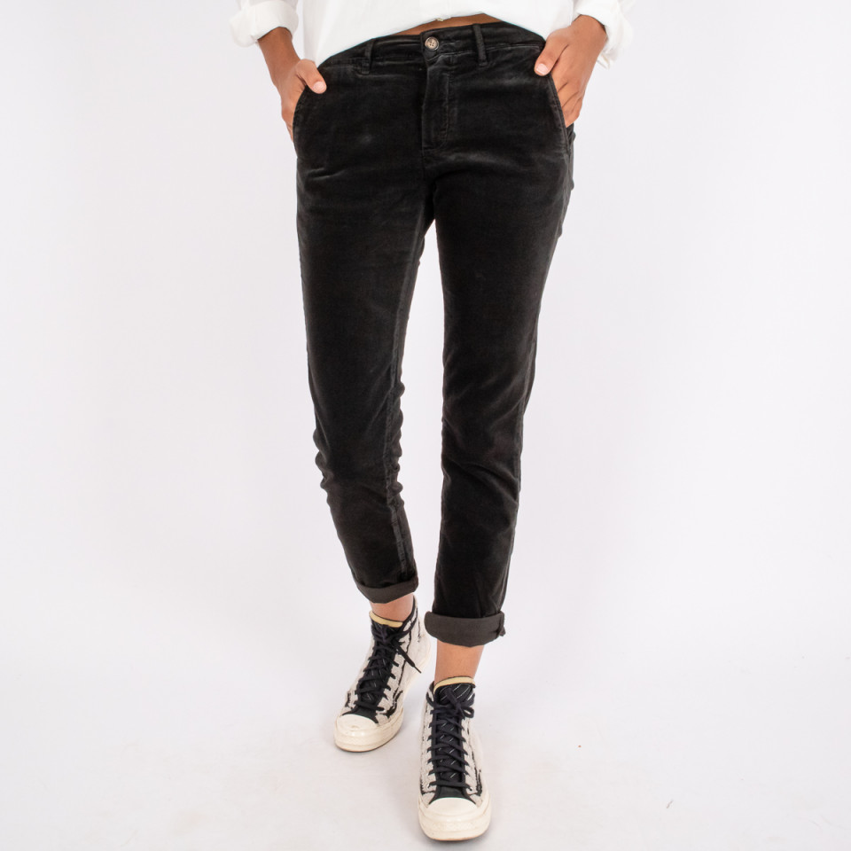 Pantalon Straight en Velours Ras Strauss Anthracite Hod paris