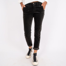 Pantalon Straight en Velours Ras Strauss Anthracite Hod paris