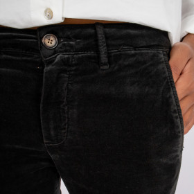 Pantalon Straight en Velours Ras Strauss Anthracite Hod paris