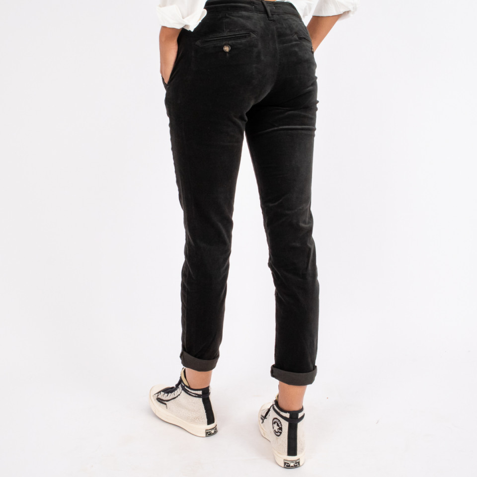 Pantalon Straight en Velours Ras Strauss Anthracite Hod paris