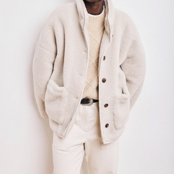 Veste Col Châle en Mouton Sherpa VANILLE COAT