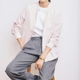 Chemise Rayée Col Tunisien CRISTAL