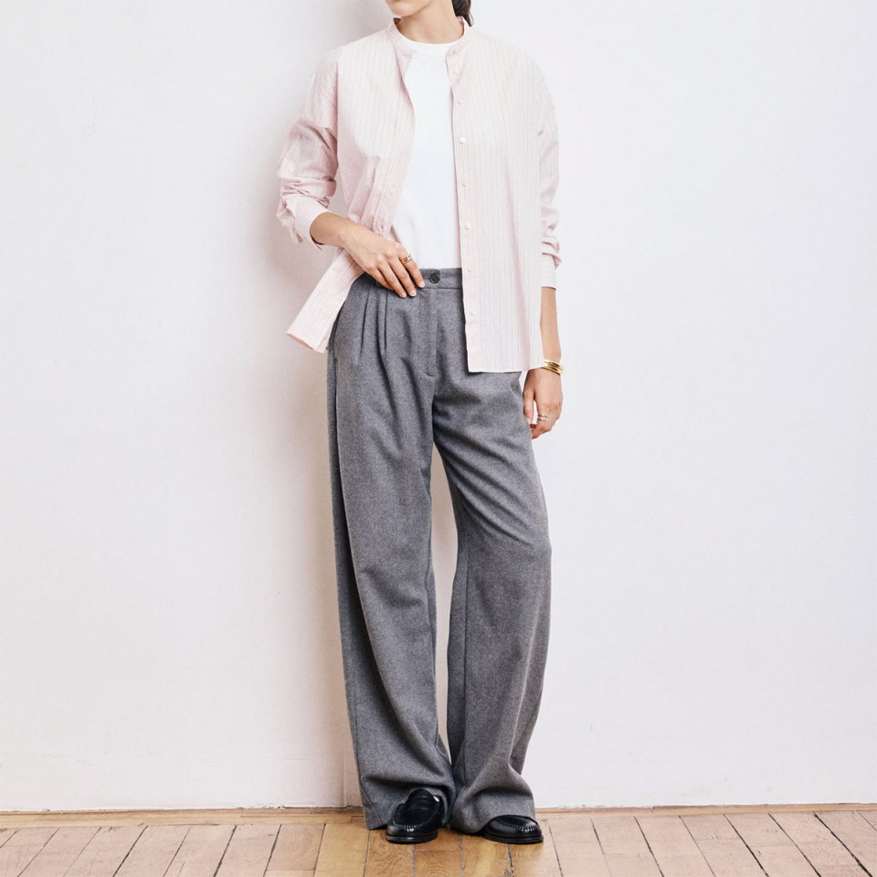 Chemise Rayée Col Tunisien CRISTAL