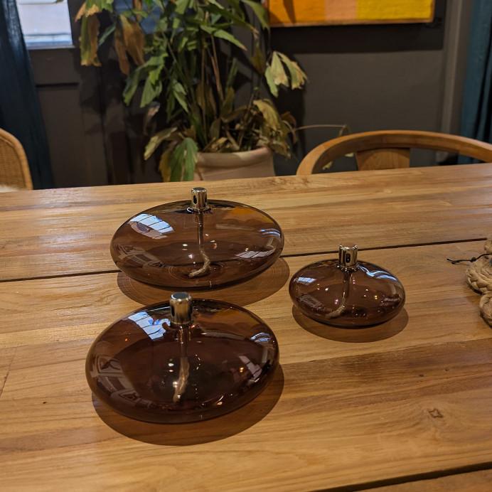 Lampe à Huile Ellipse en Verre Bronze