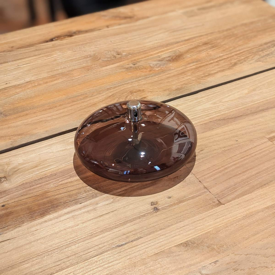 Lampe à Huile Ellipse en Verre Bronze 