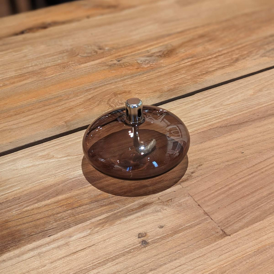 Lampe à Huile Ellipse en Verre Bronze 