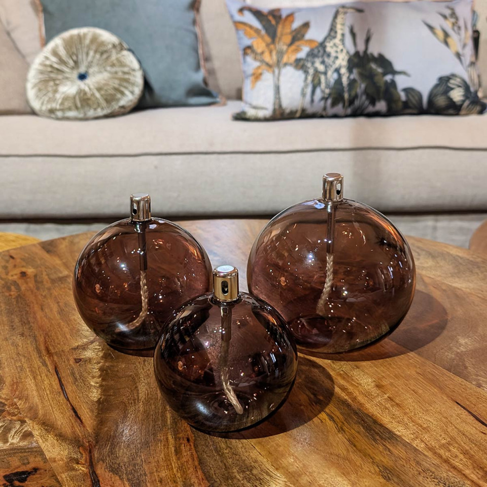 Lampe à Huile Sphere en Verre Bronze 